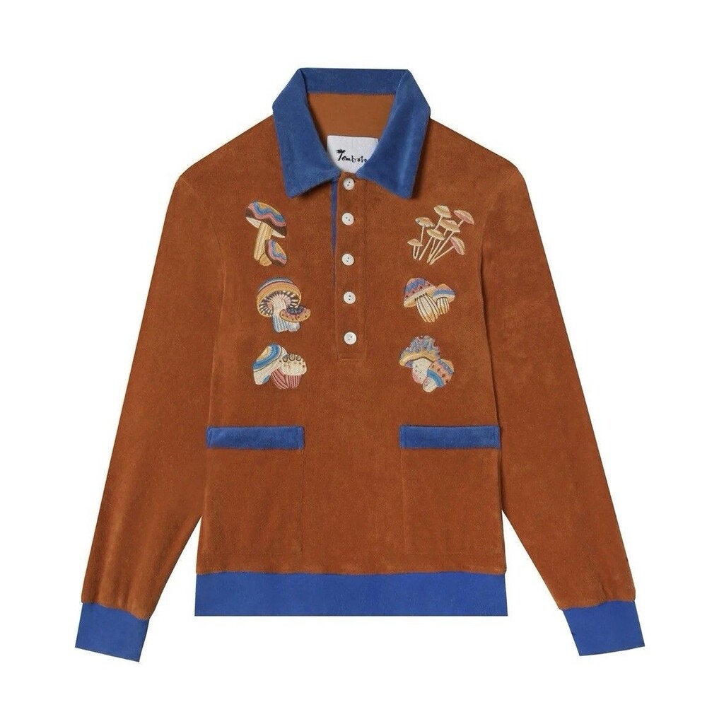 Tobolo Disco Fungi Cabana Long Sleeve Organic Cotton Terry Cloth Mushroom Shirt